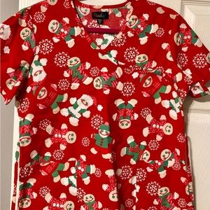 Peaches Christmas scrub top
